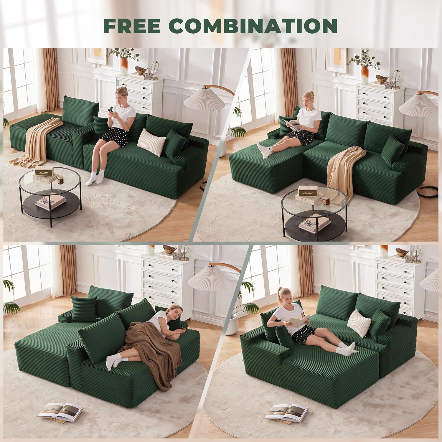 110-inch cloud sofa boneless sofa in the living room modular sofa with deep seats wourant