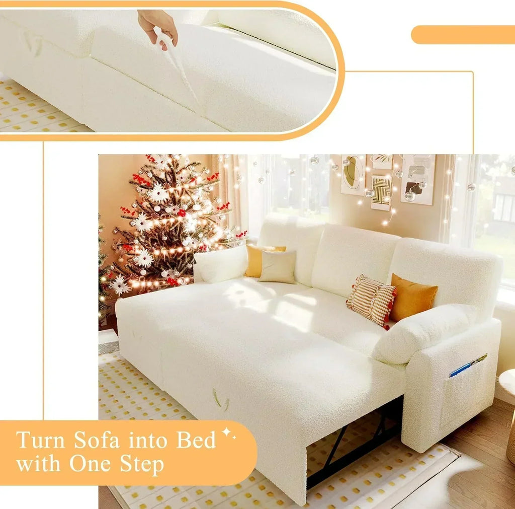 VanAcc Sofa Bed Sleeper Sofa with Storage Chaise 2 in 1 Pull Out Couch Living Room wourant