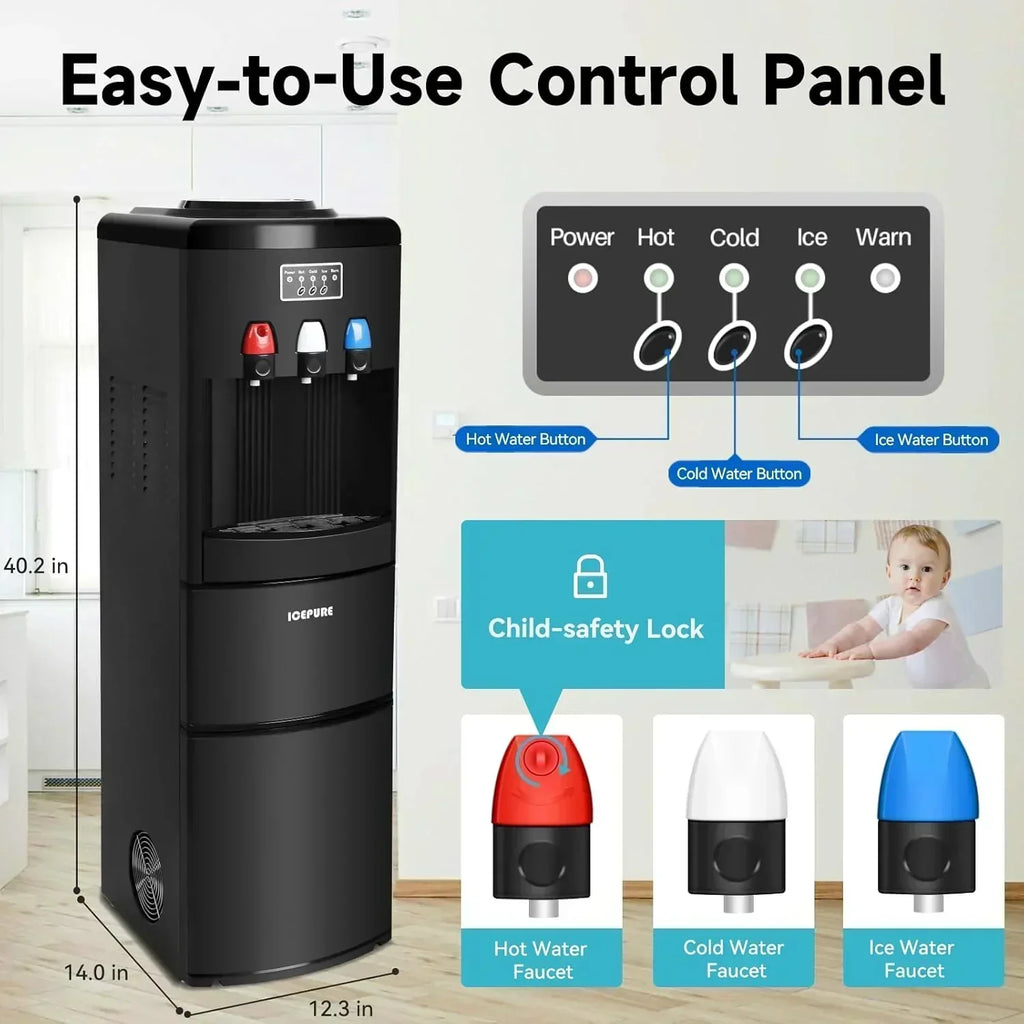 ICEPURE Water Dispenser with Ice Maker 3-in-1 Hot and Cold Water Cooler Ice Maker Machine wourant