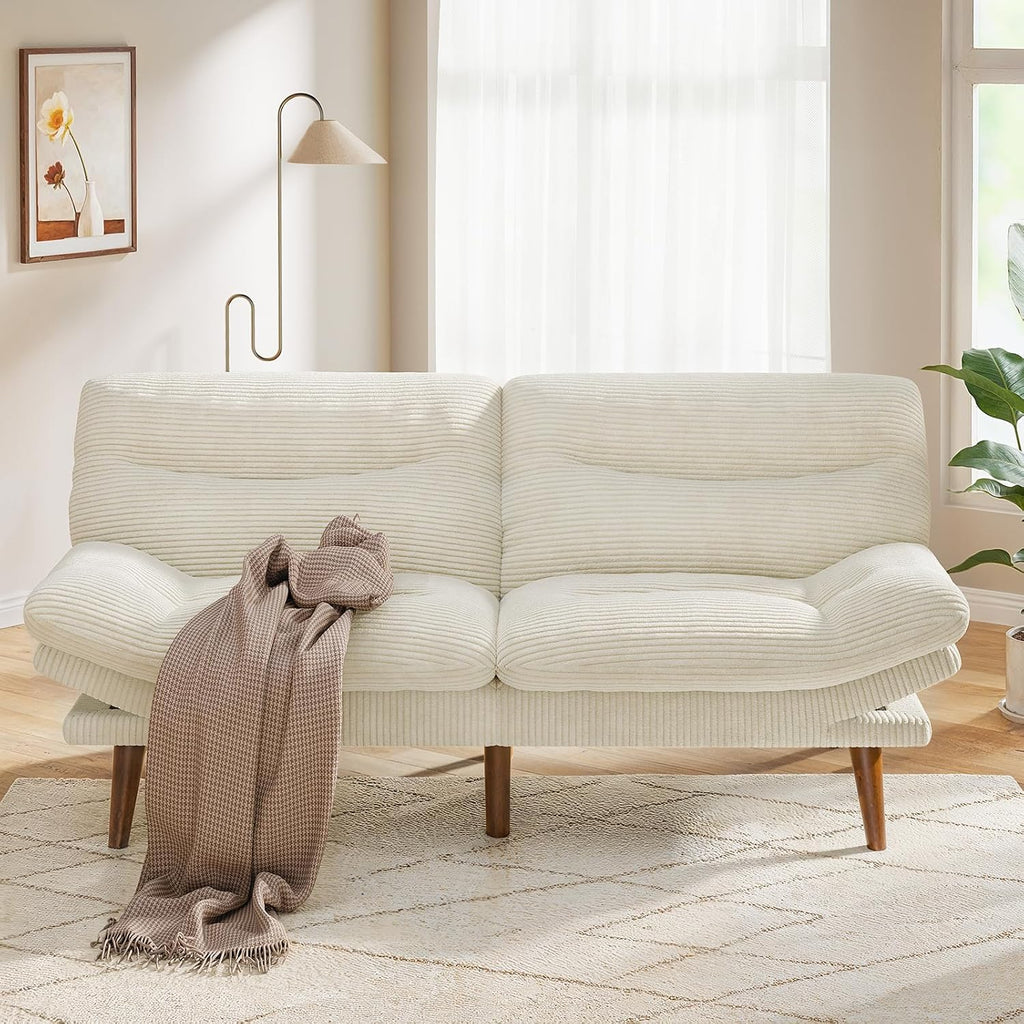 Convertible Futon Sofa Bed 66 Inch Corduroy Futon Sofa Recliner Sofa Bed for Small Spaces wourant