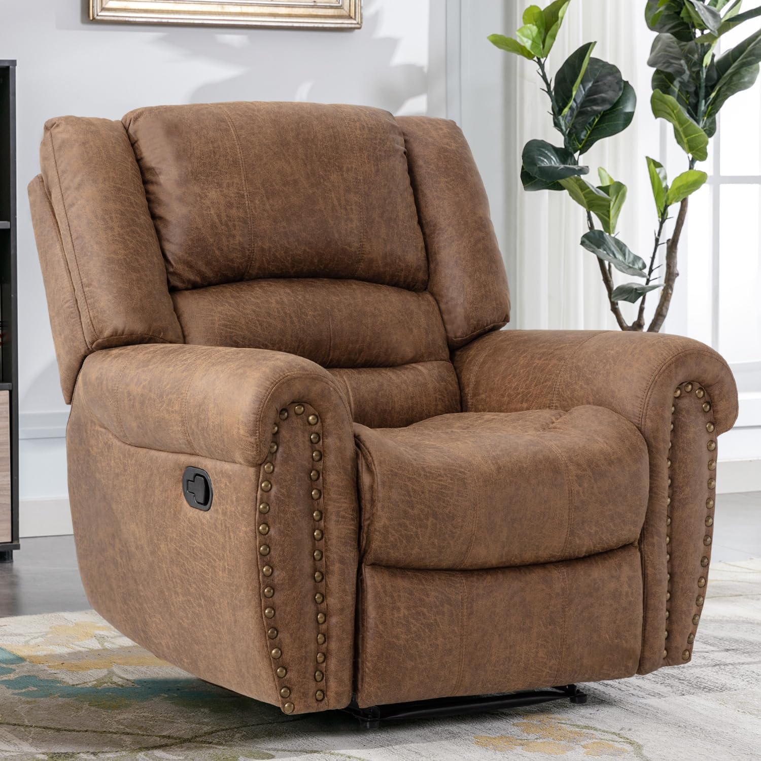 Leather recliner classic traditional manual recliner single sofa for living room wourant