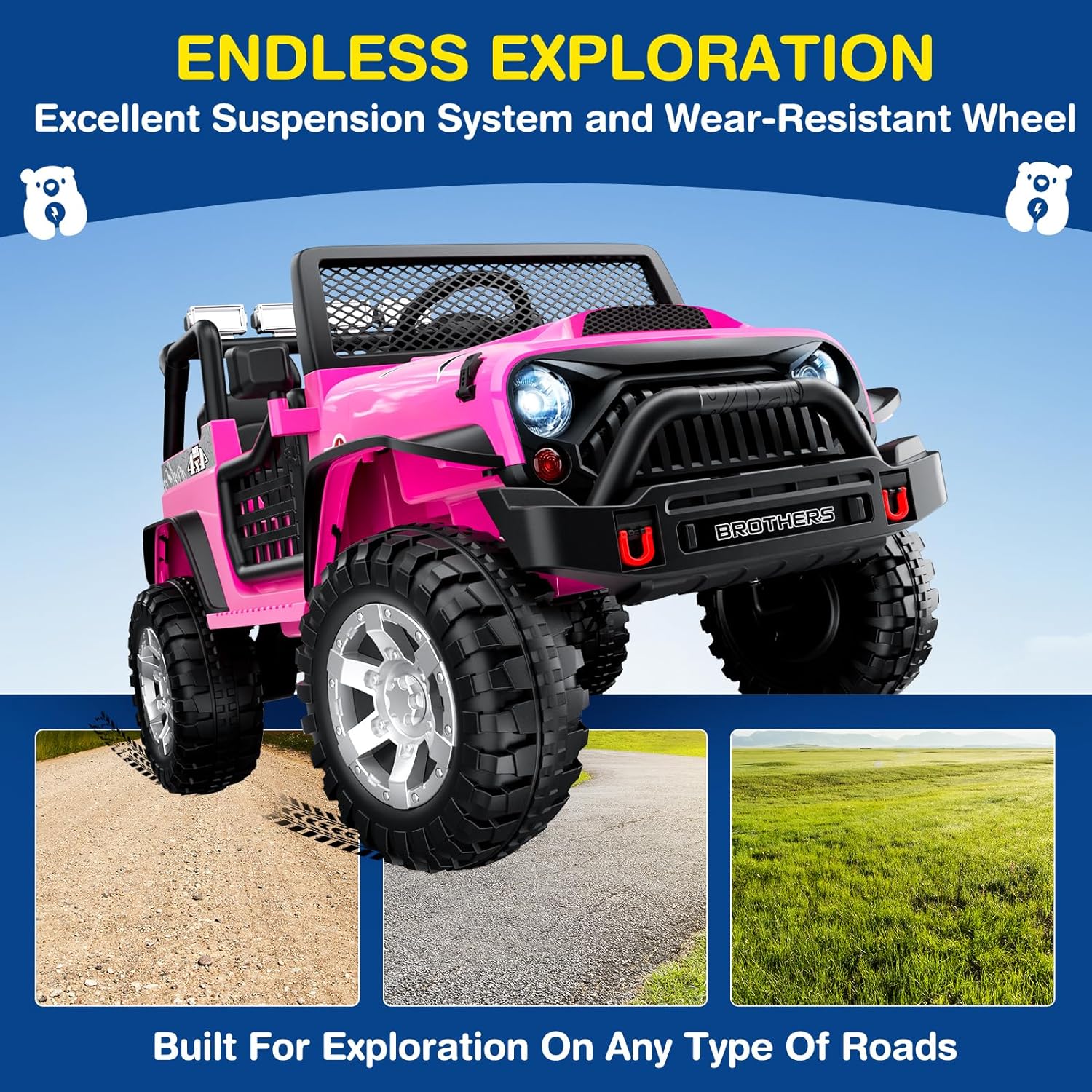 L8 Ride On Car 2 Seater 12V Kids Electric Car Remote Control 4-Wheel Suspension Bluetooth Speaker wourant