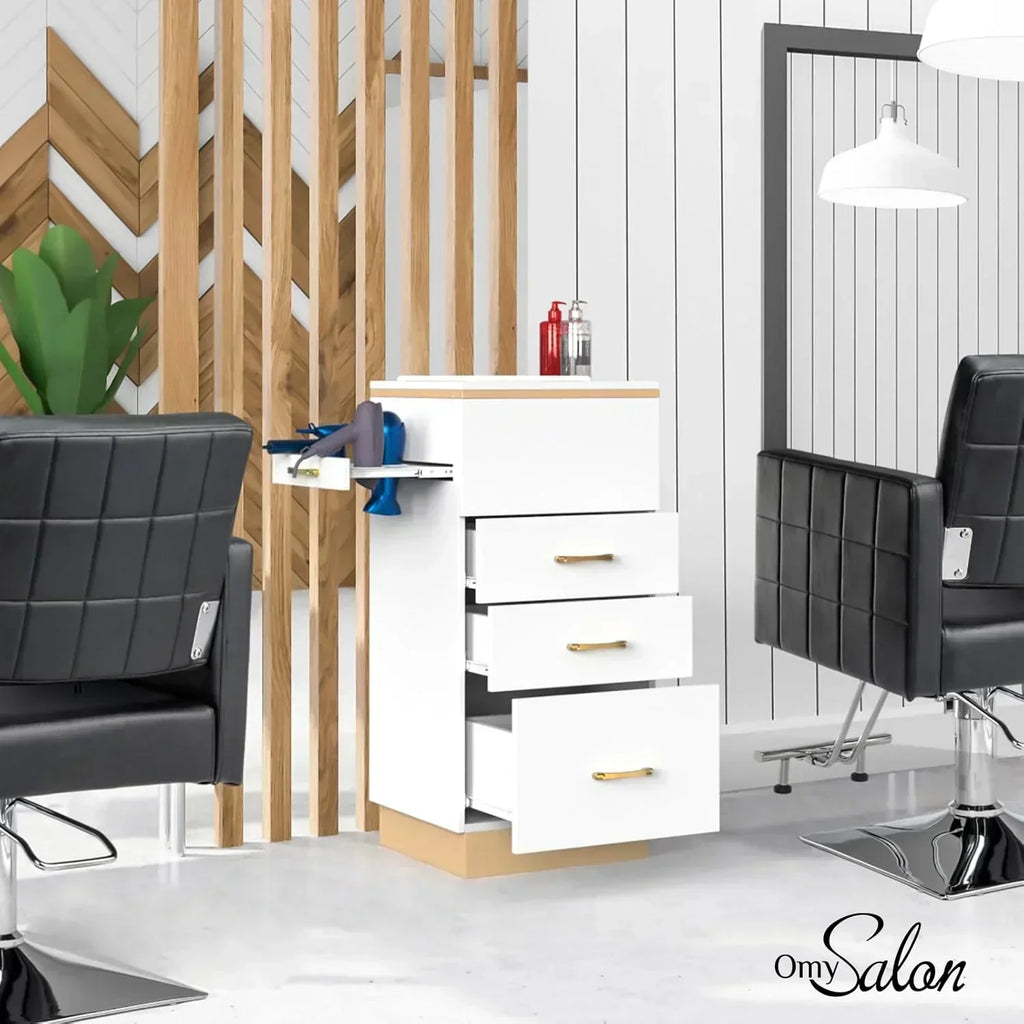OmySalon Salon Storage Station Barber Stations Beauty Salon Spa Equipment with 3 Drawers wourant