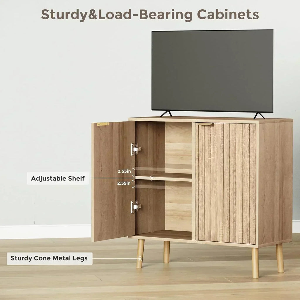 Free Standing Cabinet Black Wood for Living Room Bedroom Dining Room Hallway wourant