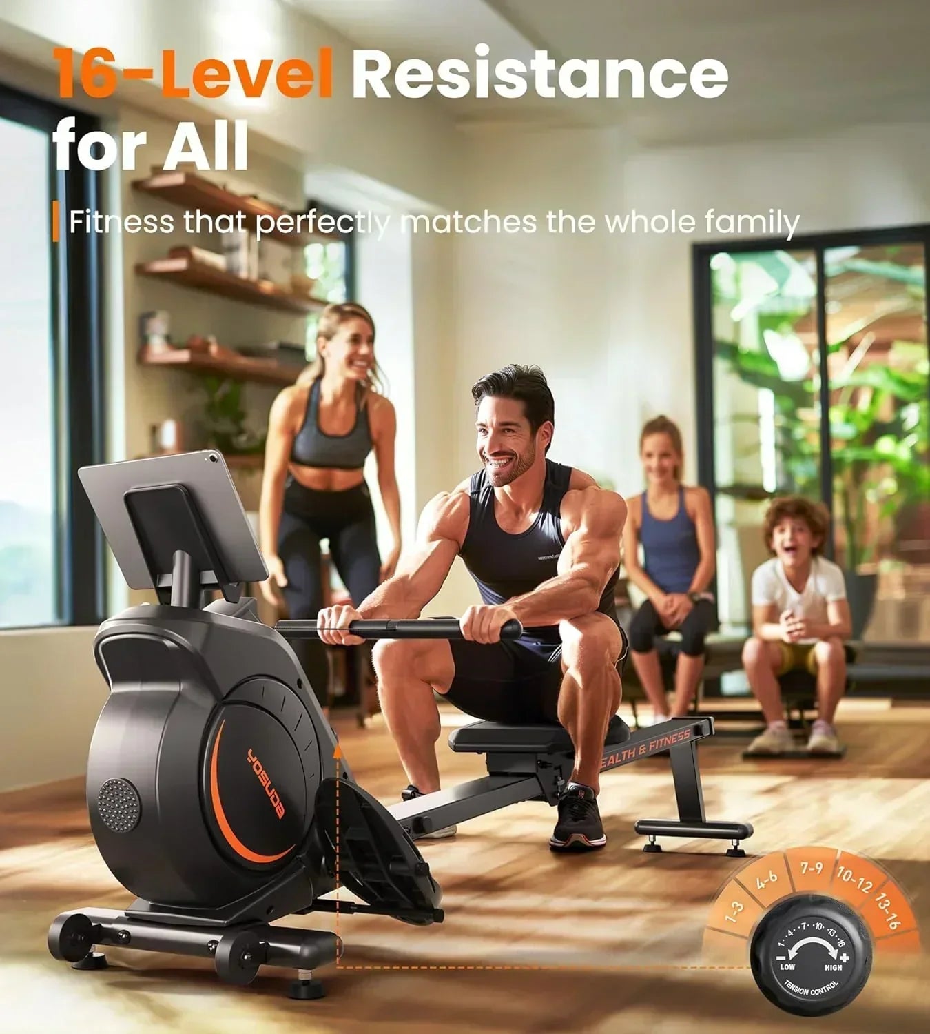YOSUDA Home Magnet/Water Resistance Rowing Machine Support Bluetooth and Applications wourant