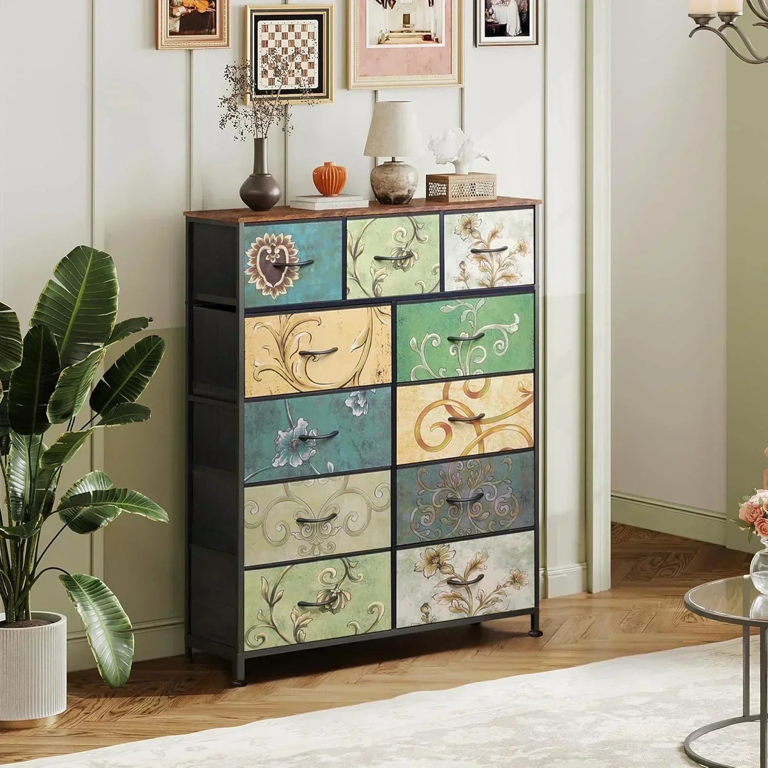 Storage Organizer Unit 11 Fabric Bins Storage Drawers Organizer Steel Frame Tall Storage Tower wourant