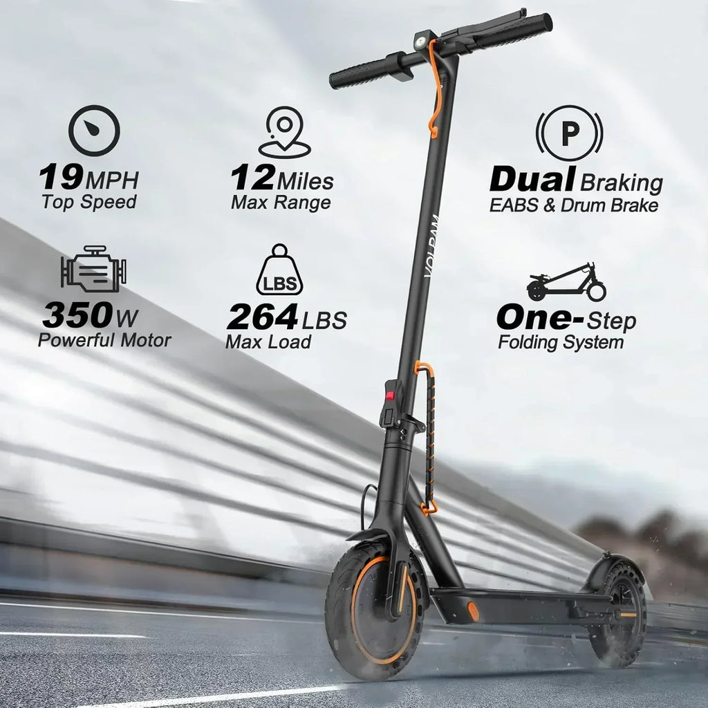 Volpam electric scooter Powerful electric motor Solid tires 28/21/12 mile range wourant