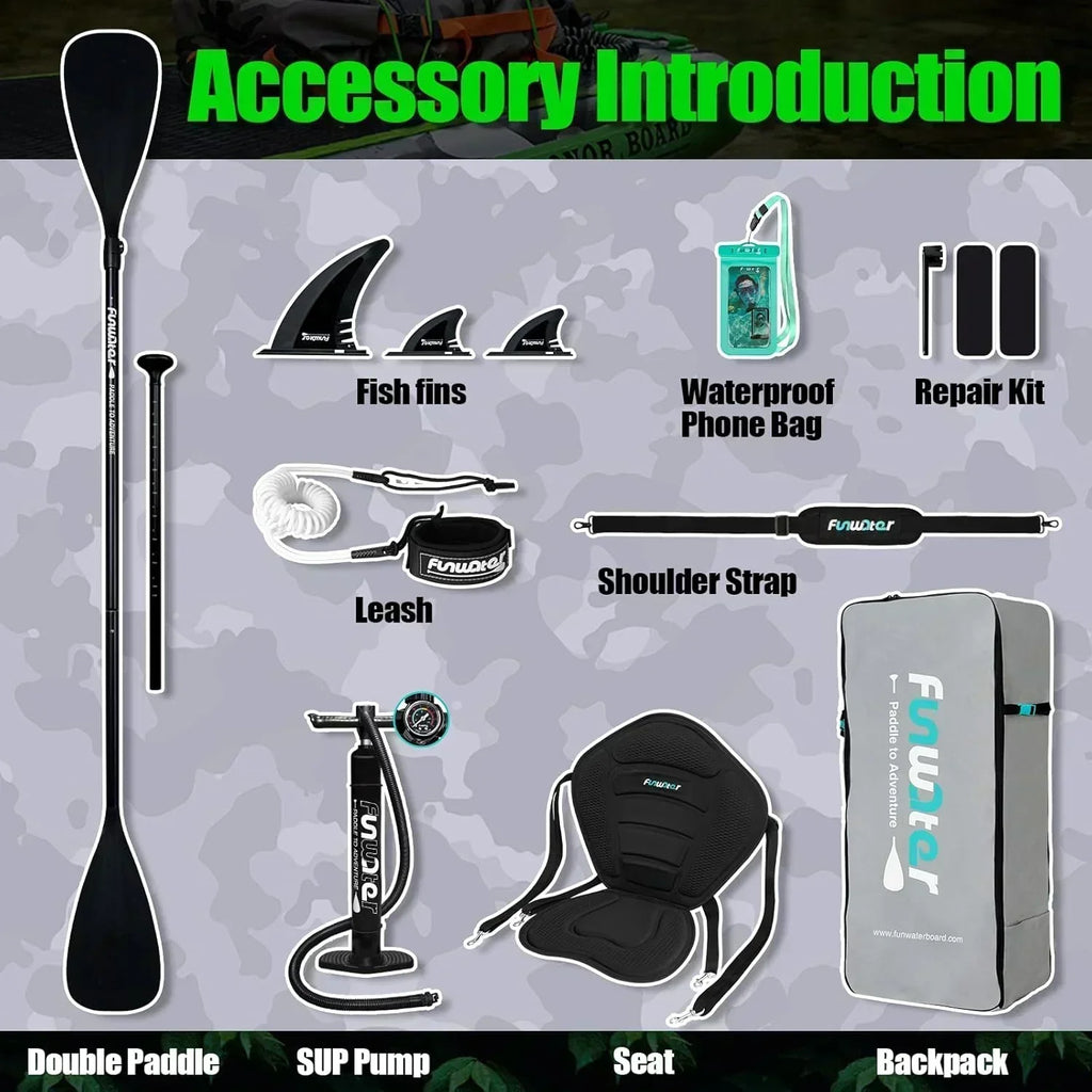 FunWater Inflatable Stand Up Paddle Board Premium SUP Paddle Accessories EVA Deck wourant