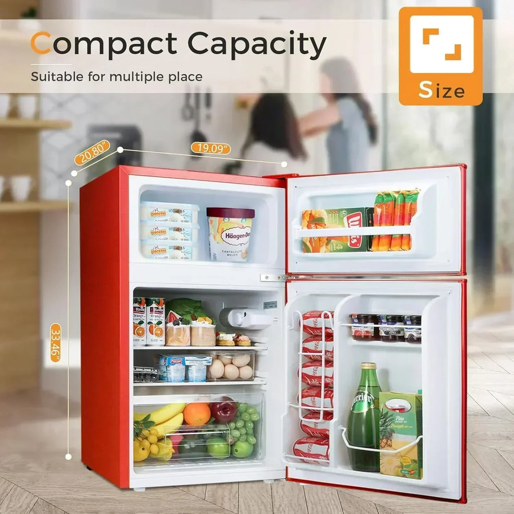 Antarctic Star Compact Mini Refrigerator Separate Freezer Small Fridge Double 2-Door wourant