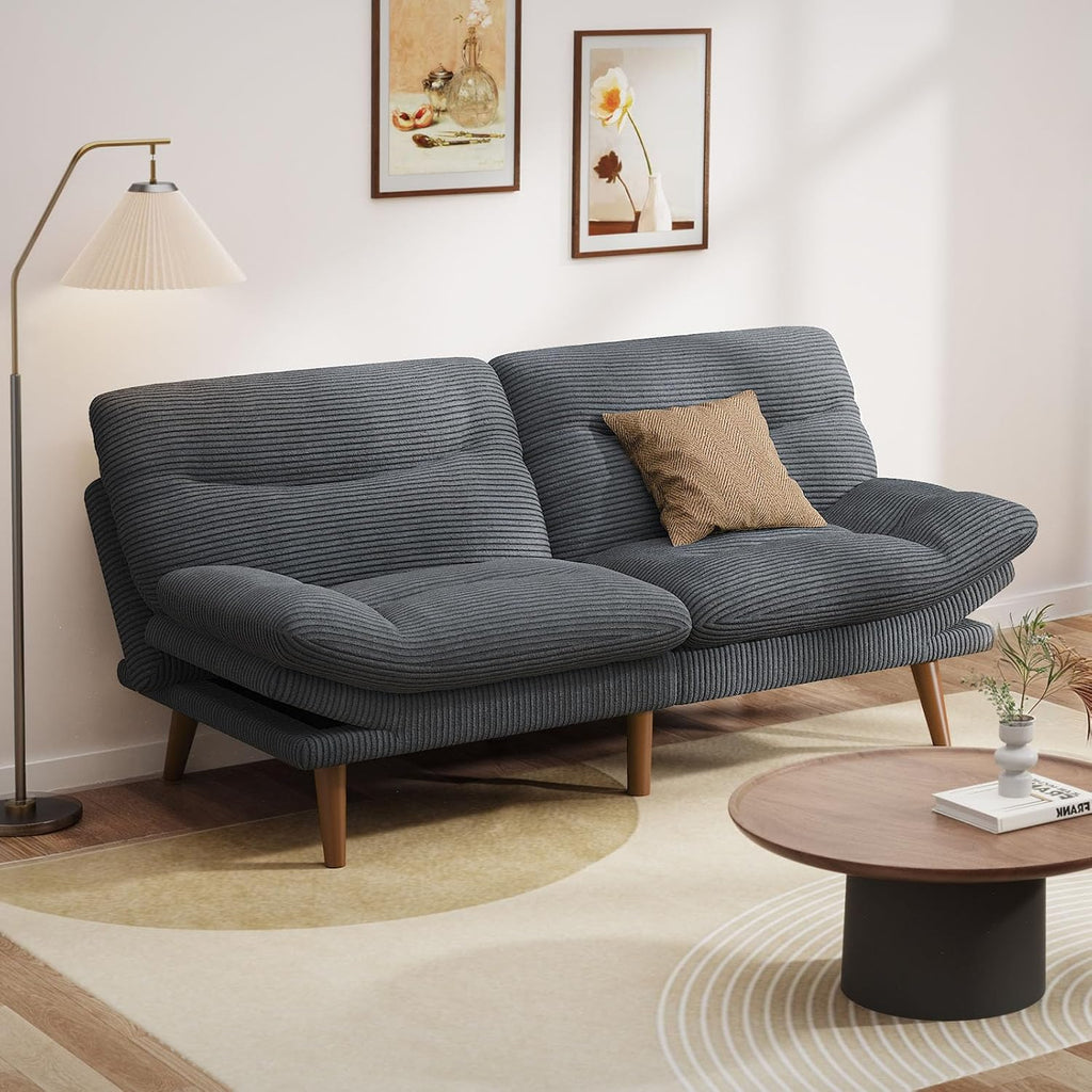 Convertible Futon Sofa Bed 66 Inch Corduroy Futon Sofa Recliner Sofa Bed for Small Spaces wourant