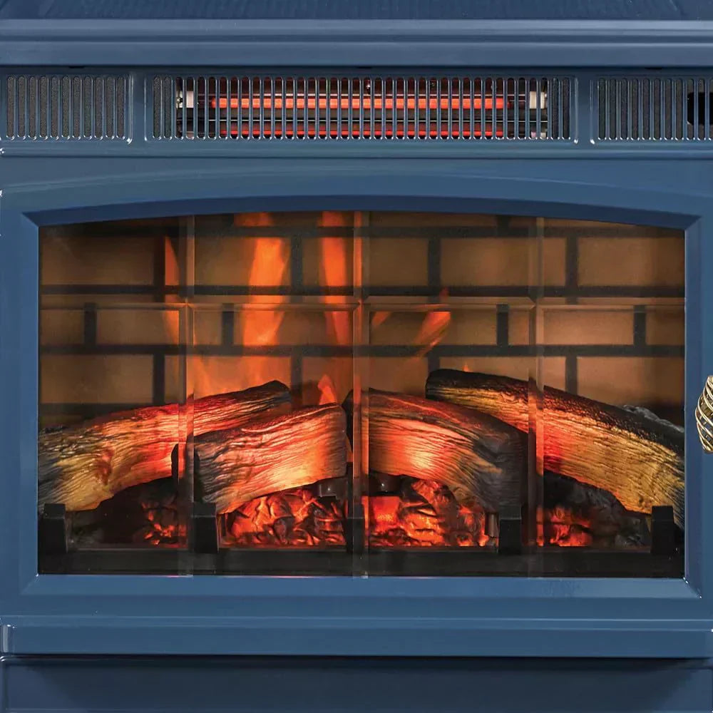 Freestanding Electric Fireplace Stove Heater with 3D Flame Effect for 1000 Sq. Ft wourant