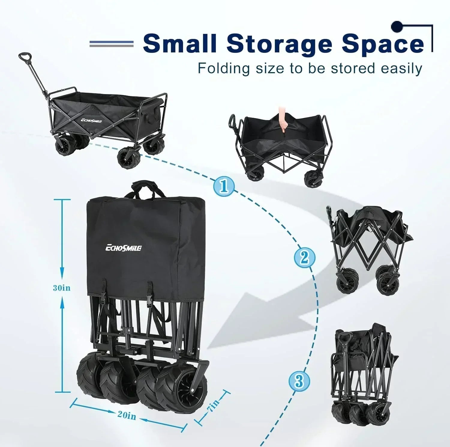 Heavy Duty 350 lb Capacity Foldable Caravan Outdoor Folding Camping Caravan Portable Grocery Cart wourant