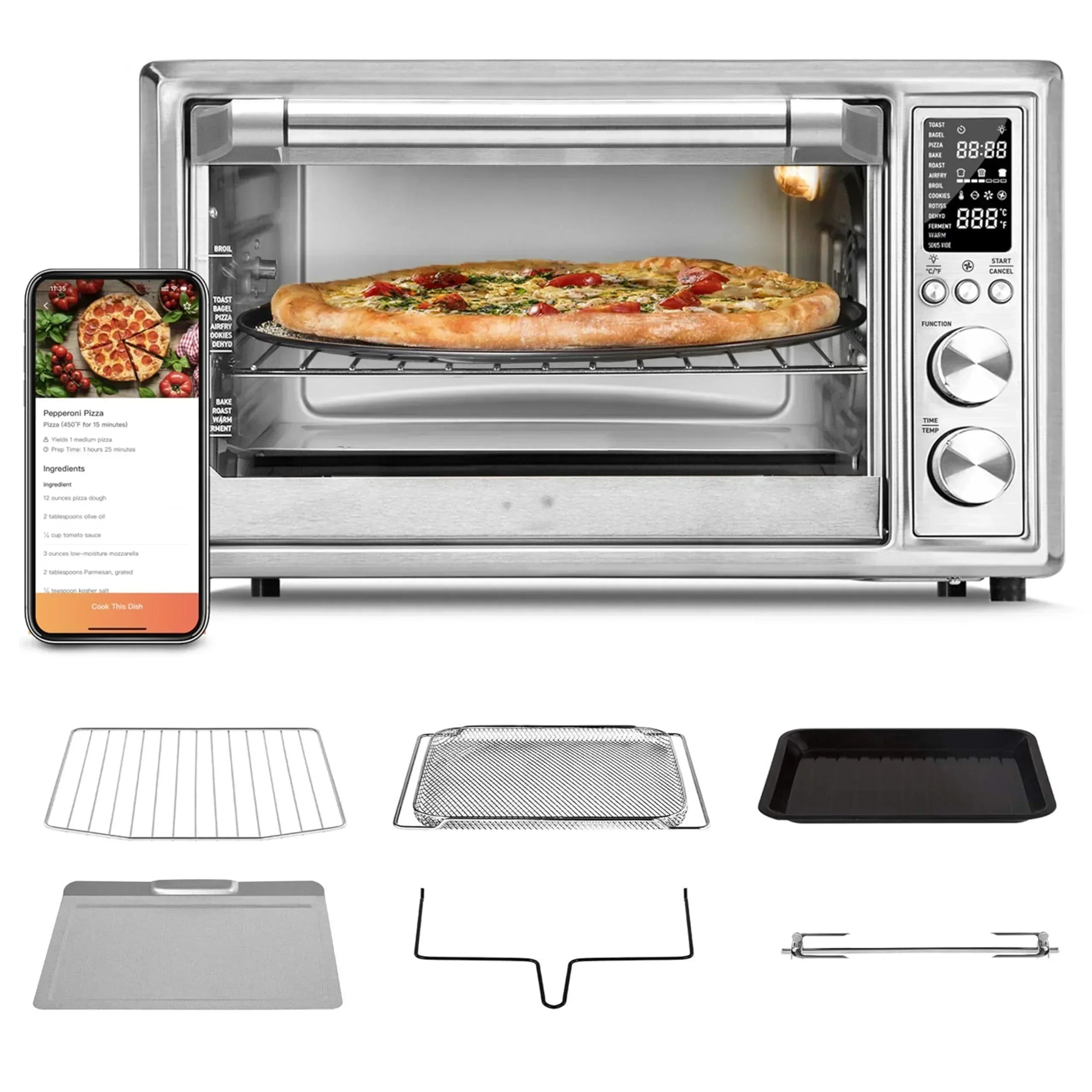 Smart 13-in-1 Air Fryer Toaster Oven Combo wourant