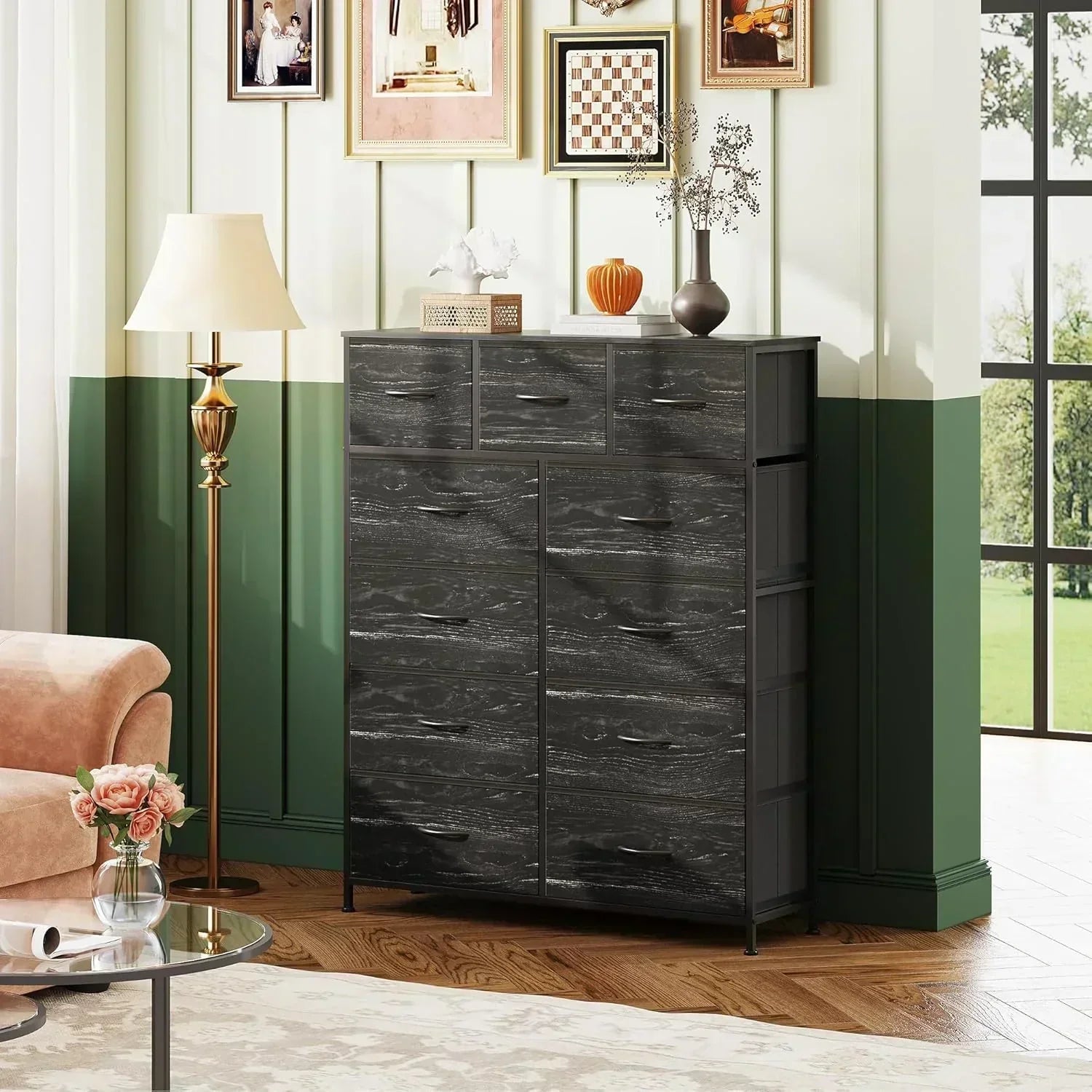 Storage Organizer Unit 11 Fabric Bins Storage Drawers Organizer Steel Frame Tall Storage Tower wourant