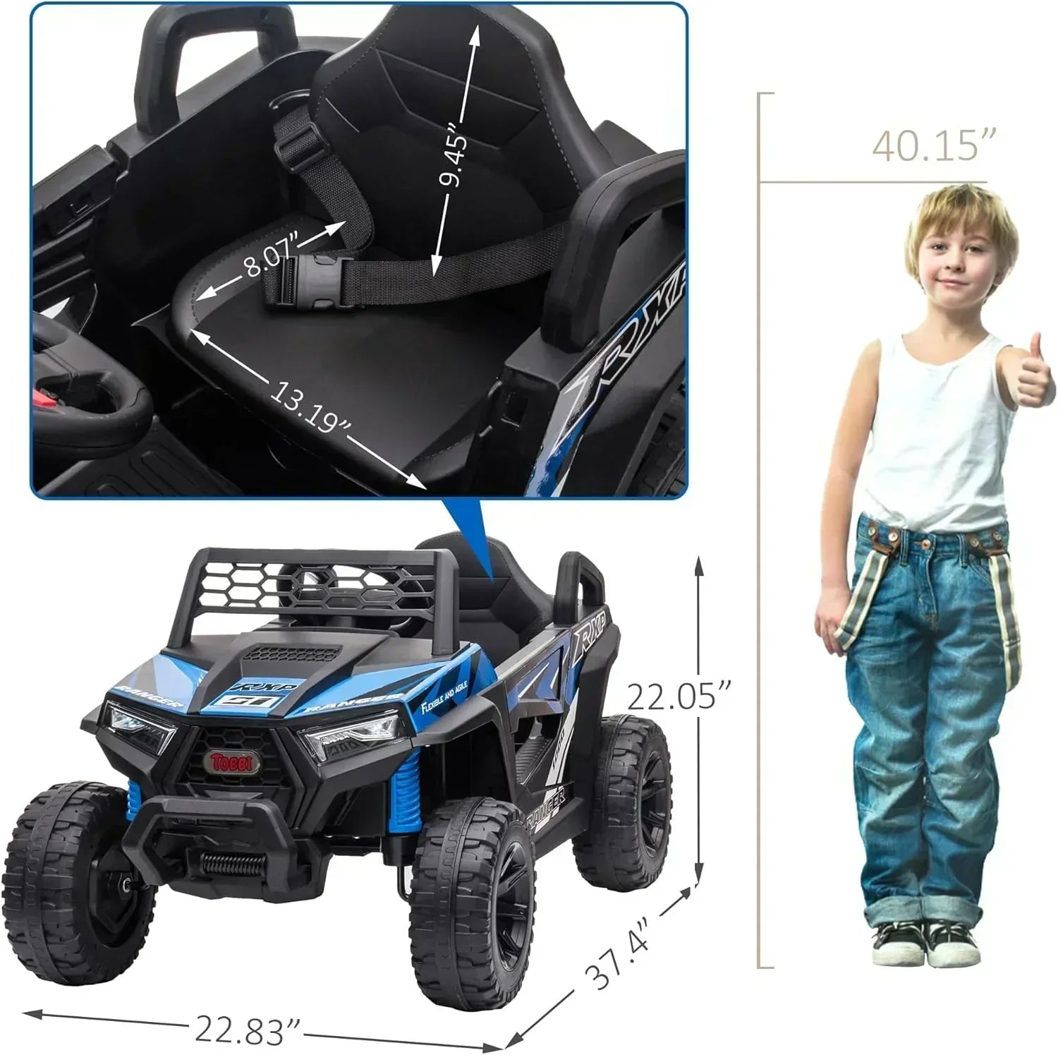 TOBBI 12V Kids Ride on Car Electric Off-Road UTV Truck with Diverse Functions Double Open Doors wourant