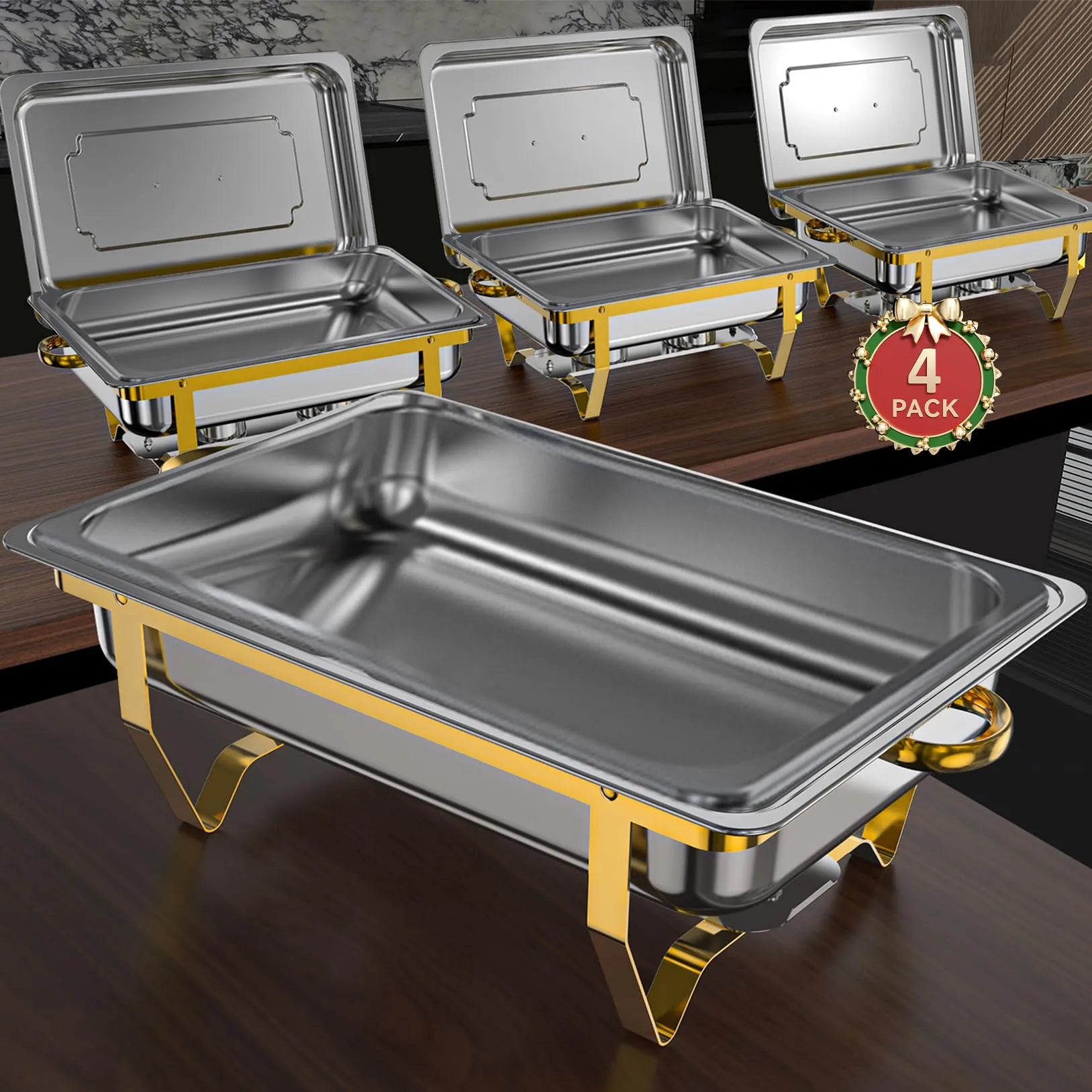 Chafing Dish Buffet Set 8QT High Grade Chafing Dishes for Buffet Chafers and Buffet Warmers Sets wourant