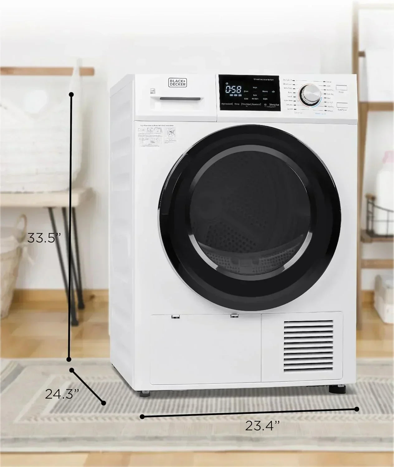 Compact Clothes Dryer 1.5 Cu. Ft. 850W Electric Dryer 120V Vented Dryer Stainless Steel Drum wourant