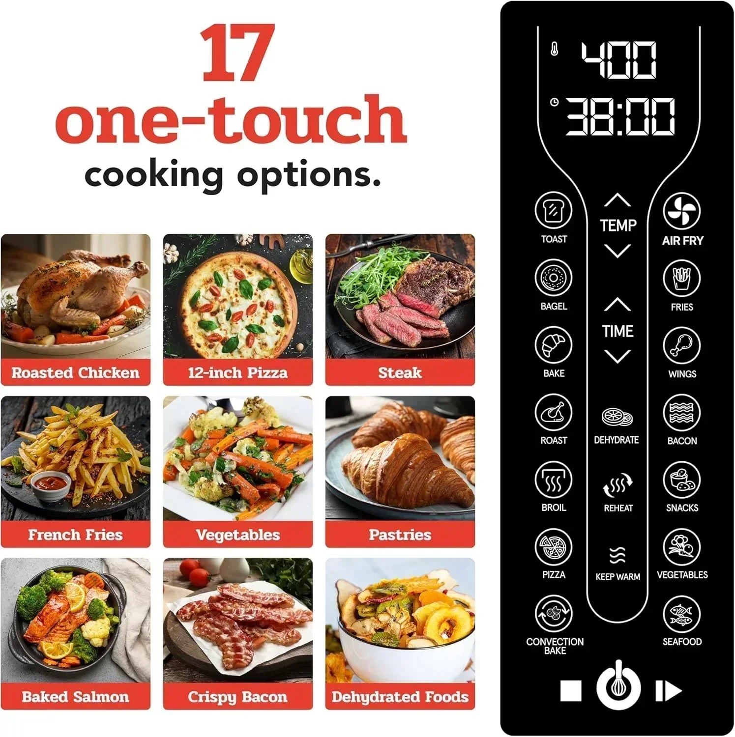 Gourmia Oven Air Fryer Combo with 17 Cooking Presets 24L Capacity Convection Rack wourant