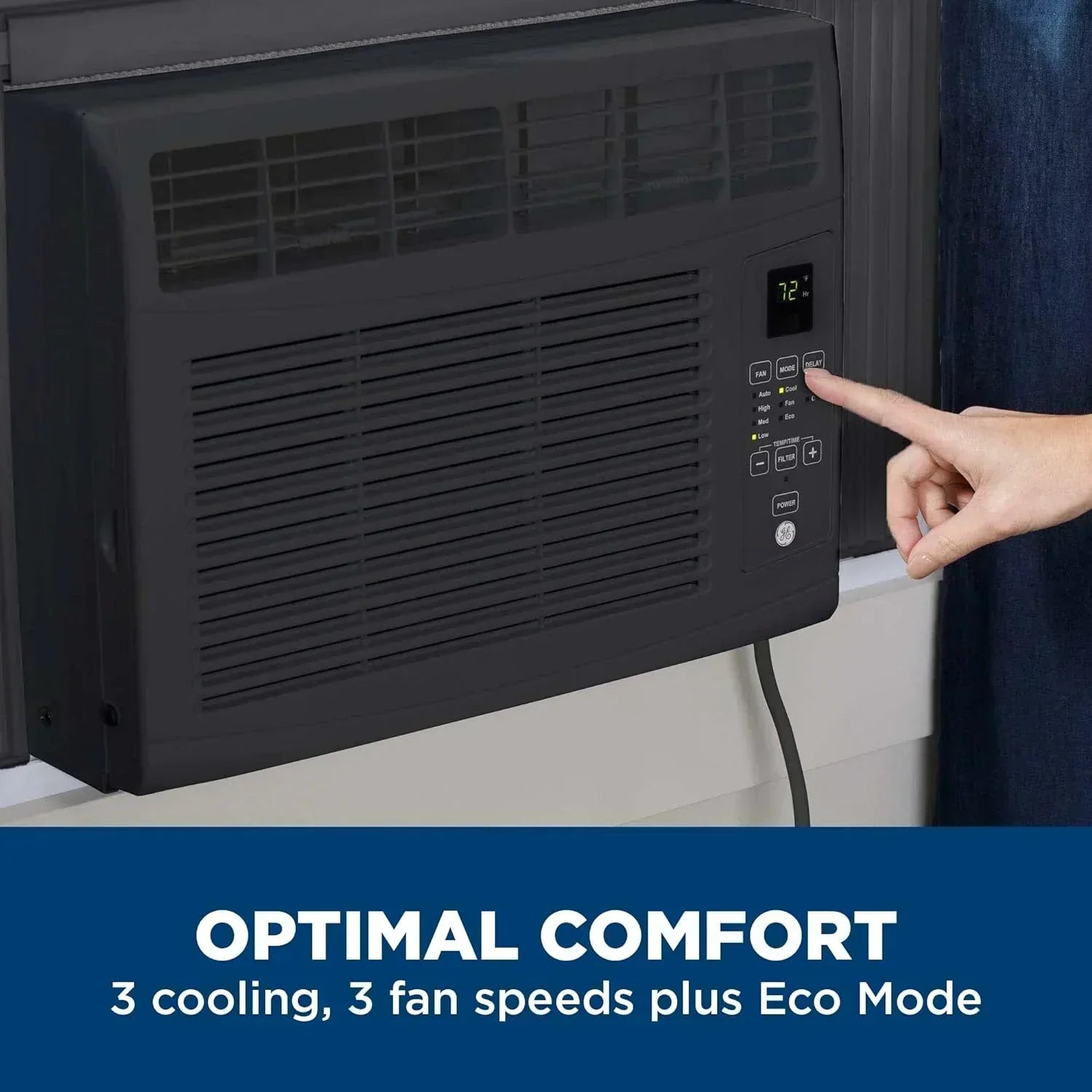 GE Window Air Conditioner Unit 5,000 BTU for Small Rooms up to 150 sq ft Manual Adjustable Fan wourant