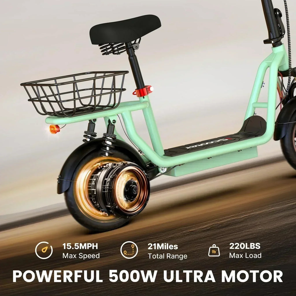 iScooter electric scooter with seat 28/19/15.6 mph top speed dual suspension scooter wourant