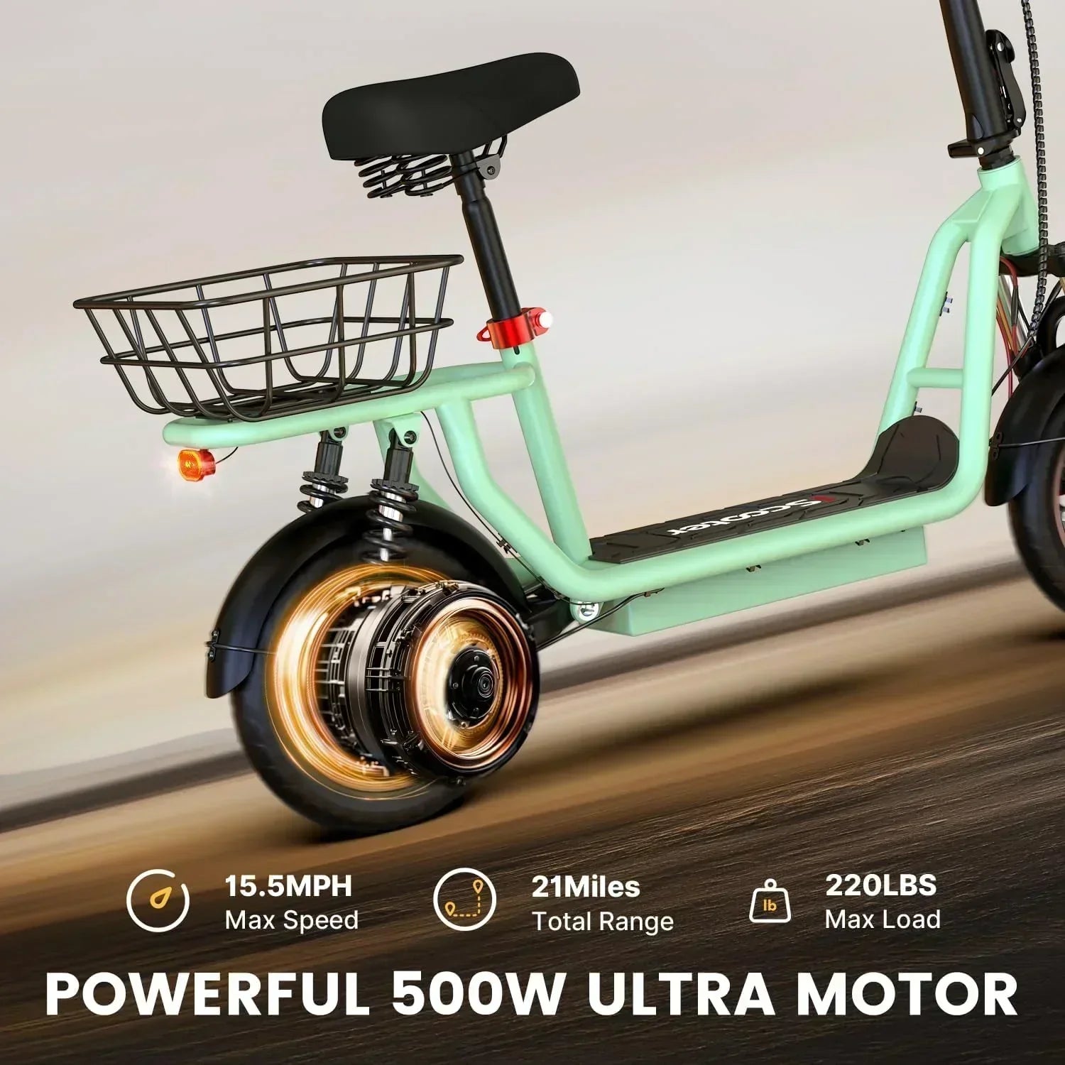 iScooter electric scooter with seat 28/19/15.6 mph top speed dual suspension scooter wourant