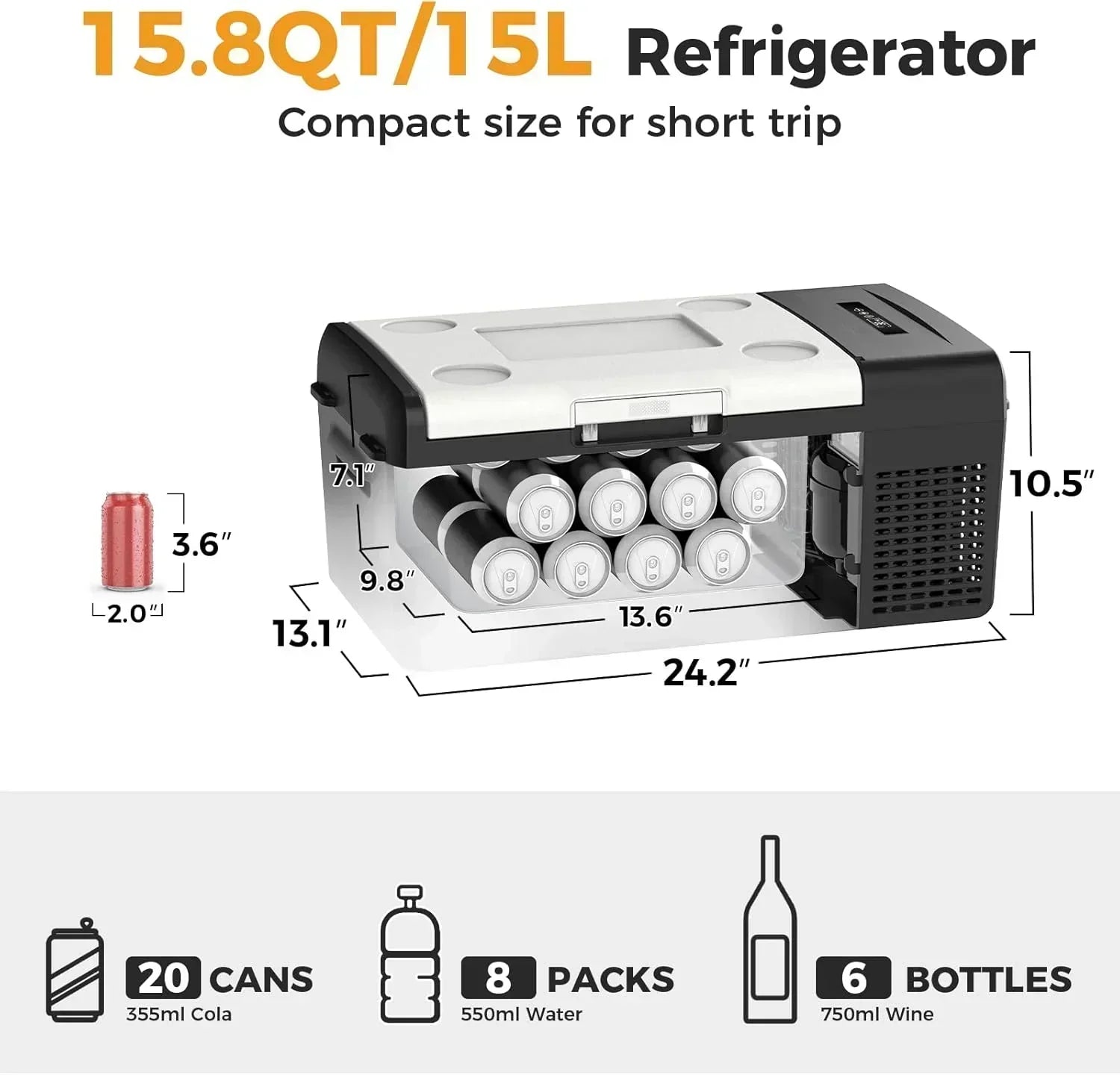 12V Refrigerator 21 Quart Portable Freezer 50 Hours Keep Cool Electric Cooler Car Refrigerator wourant