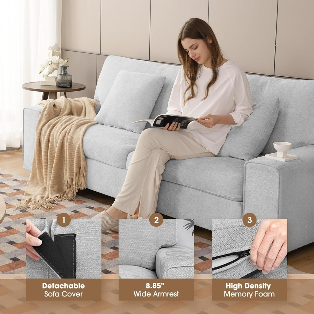 DOPEDIO living room double sofa chenille lounge chair removable solid wood frame wourant