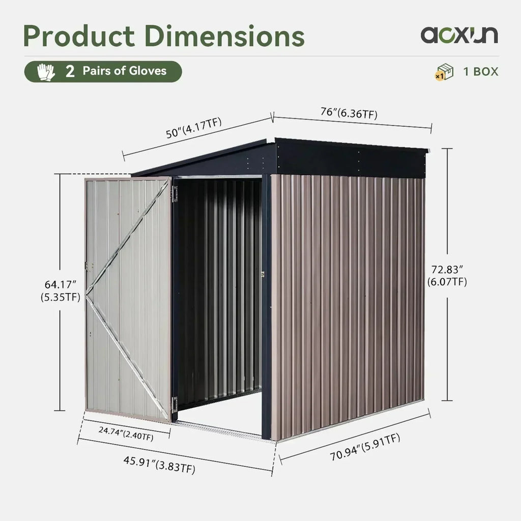 Aoxun 6.2x4 FT Shed Outdoor Storage Shed Metal Garden Shed Sloping Roof Tool Shed Bike Shed wourant