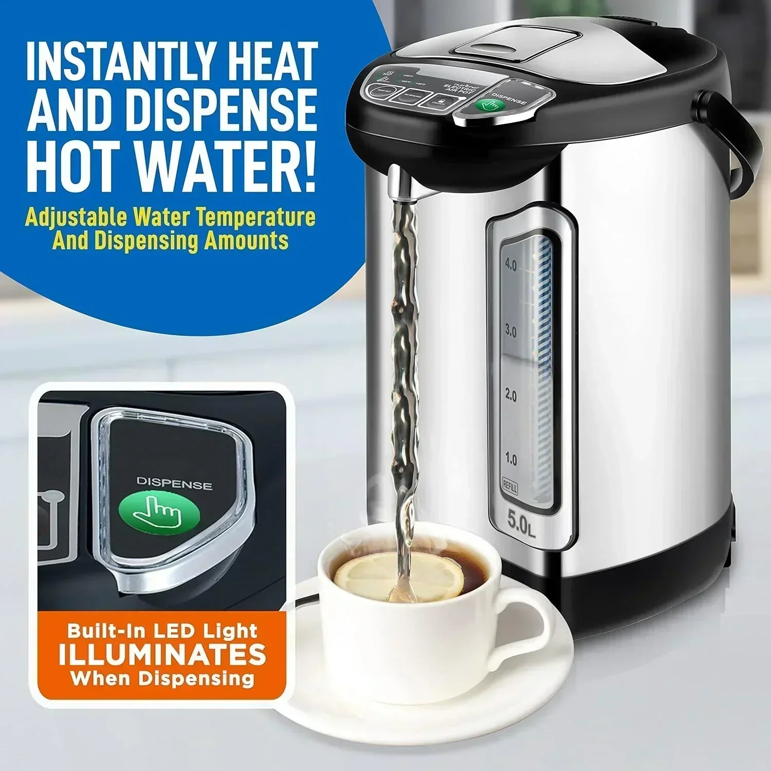 NutriChef Water Heater and Hot Water Dispenser 8L Electric Beverage Dispenser wourant