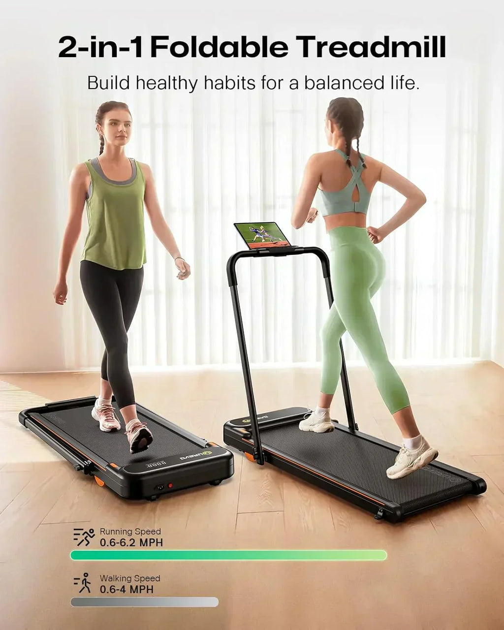 Urevo Strol 2E Smart 2-in-2 Folding Treadmill Dual LED Display wourant