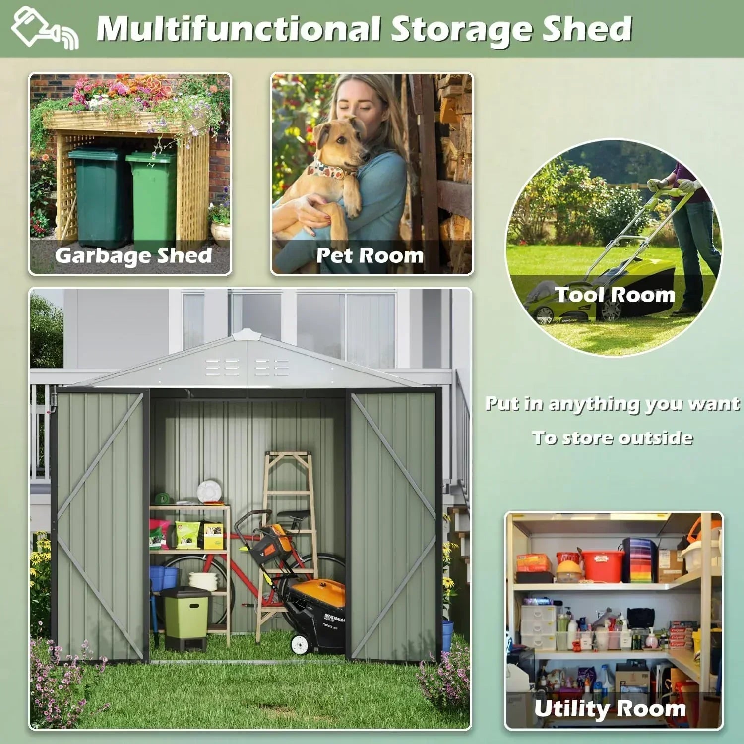 Devoko Outdoor Storage Shed Lockable Metal Garden Shed Steel Anti-Corrosion Storage House wourant