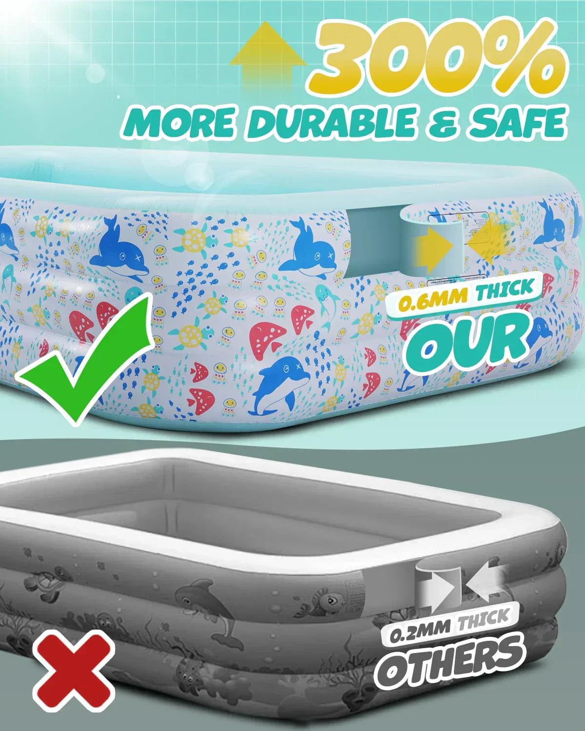 Inflatable Pool for Kids and Adults Blow up Swimming Pool Sprinkler Thicken Oversized Pools wourant