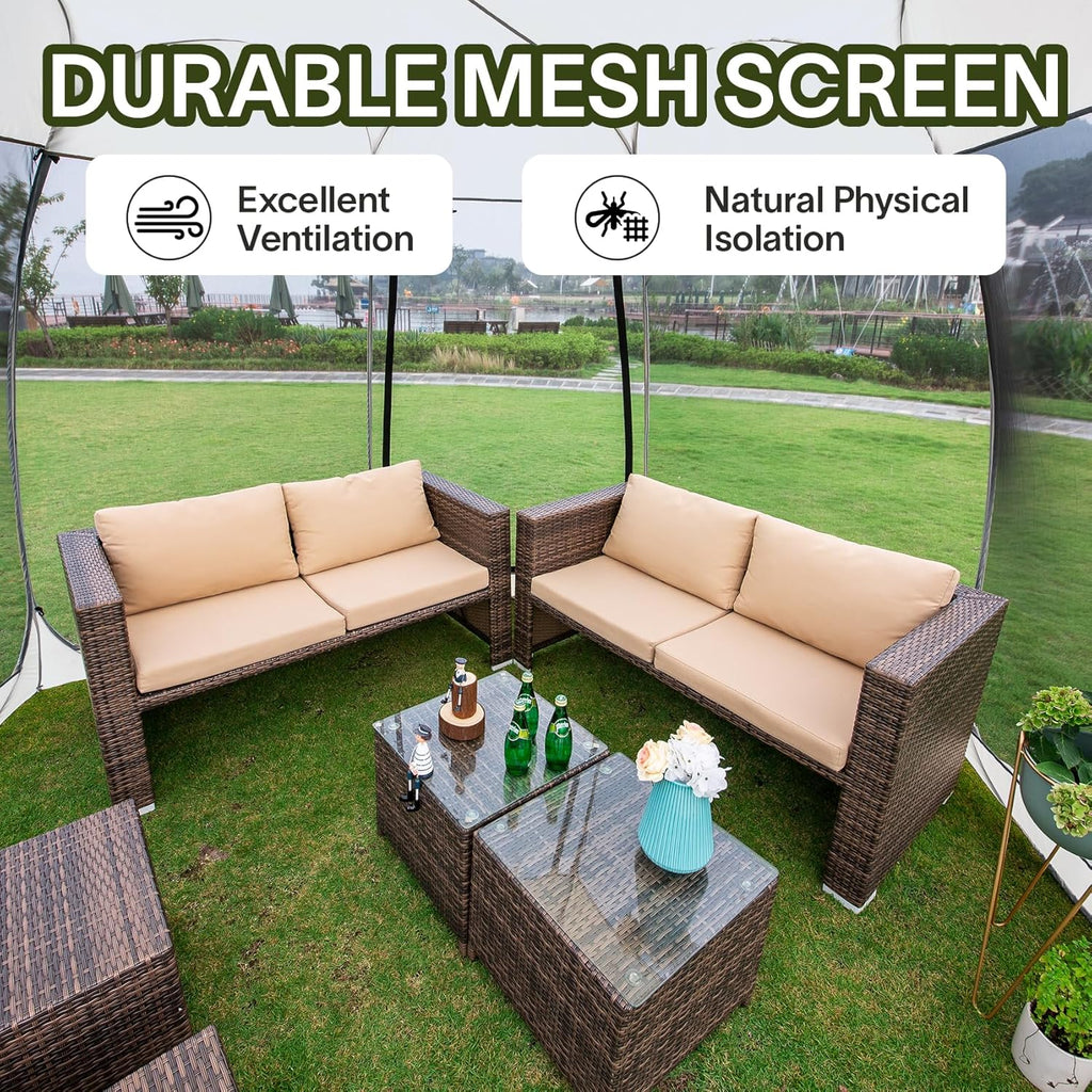 Screen gazebo sleeps 6-10-15 people Igloo-style canopy tent mosquito net on the sides Perfect wourant
