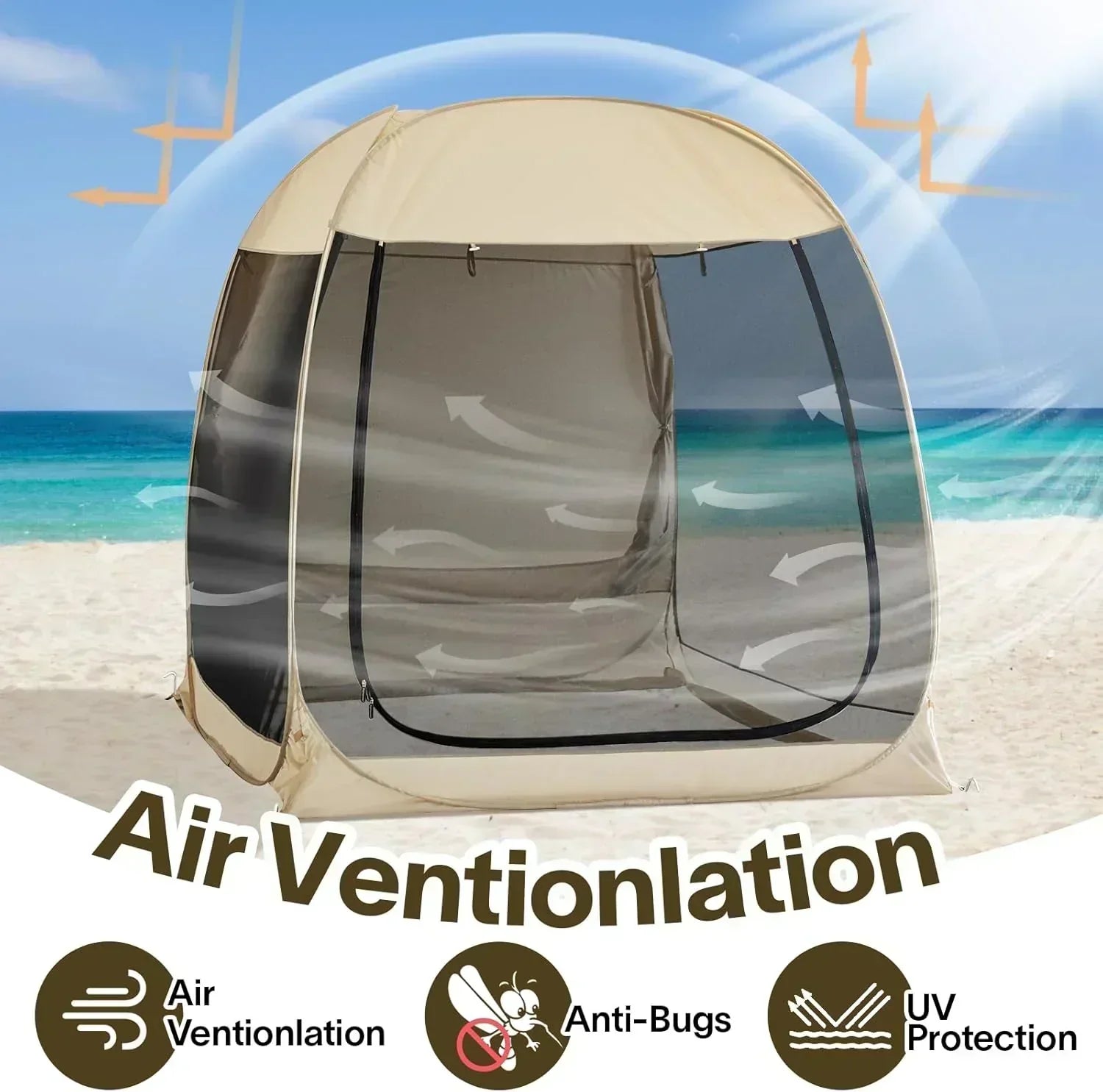 Screen gazebo sleeps 6-10-15 people Igloo-style canopy tent mosquito net on the sides Perfect wourant