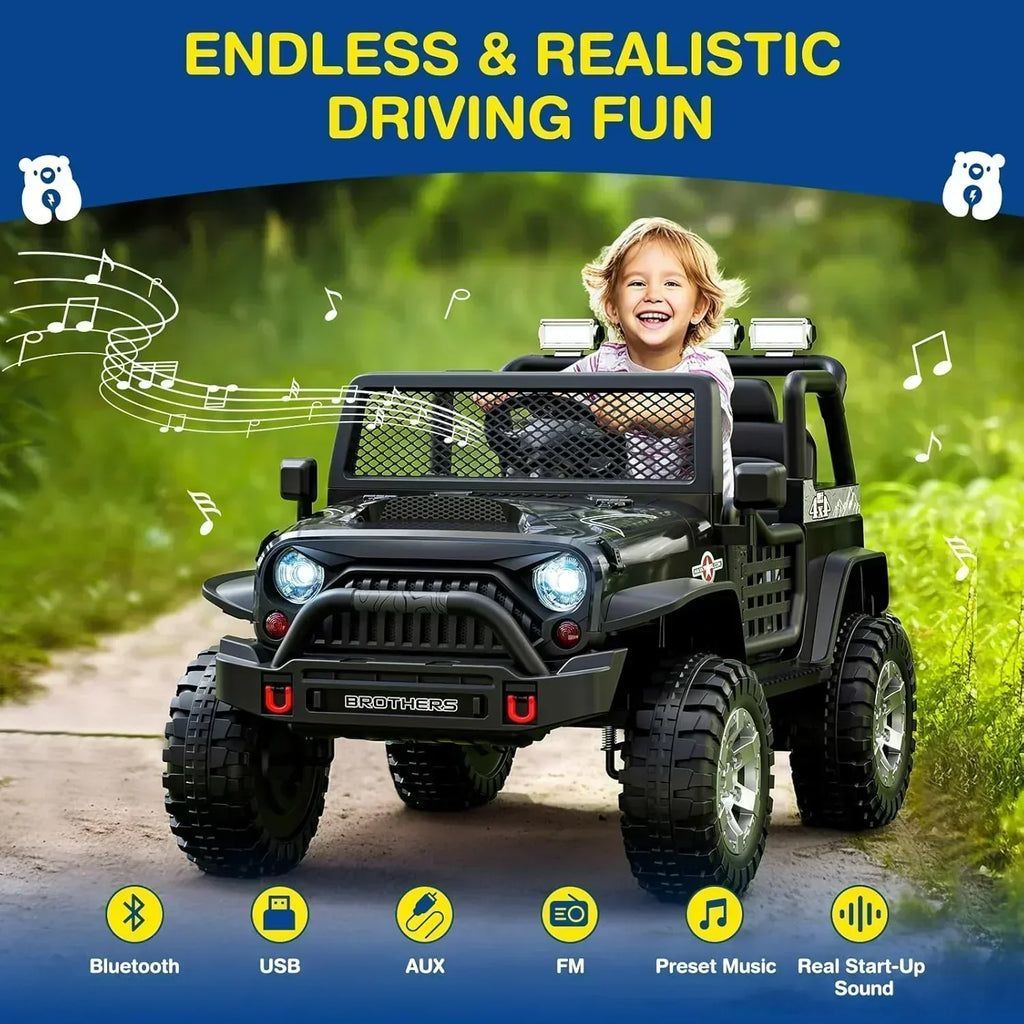 L8 Ride On Car 2 Seater 12V Kids Electric Car Remote Control 4-Wheel Suspension Bluetooth Speaker wourant