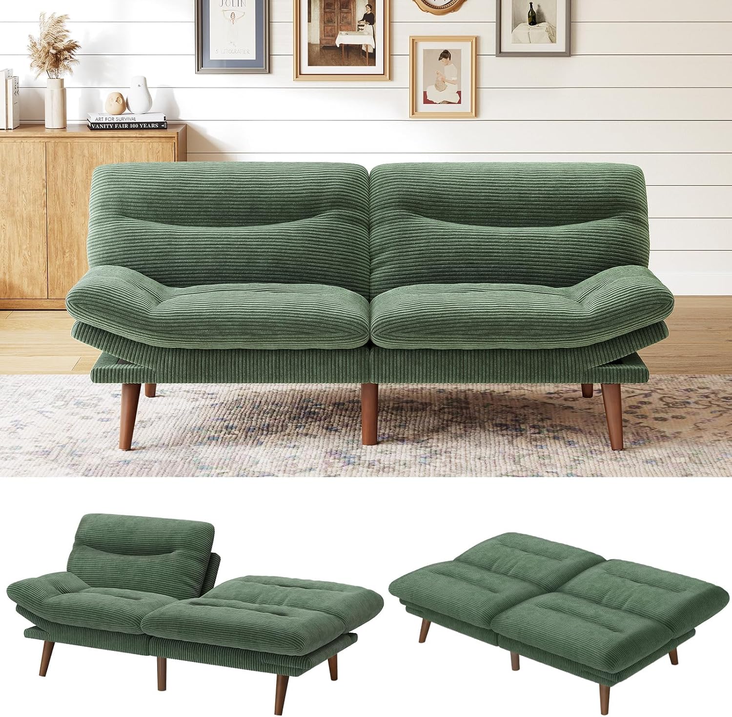 Futon Sofa Bed Futon Sofa Adjustable Back Armrests Converts to Small Sleeper Sofa Bed wourant