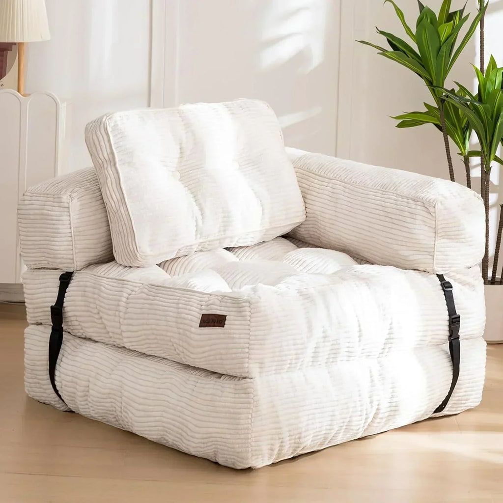 Folding Sofa Bed L-Shaped Convertible Sofa Bed with Armrests and Pillows wourant