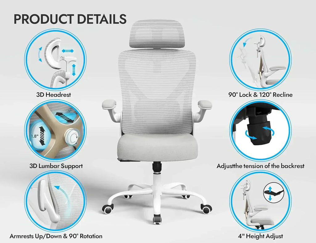 Office computer desk and chair gaming chair with lumbar support and headrest wourant