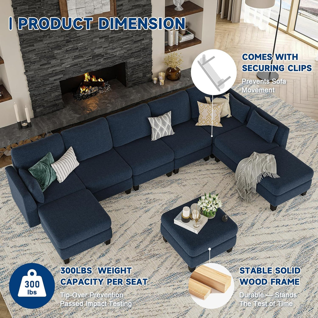 Modular Sectional Sof Convertible U Shaped Sofa Couch with High Density Memory Foam wourant