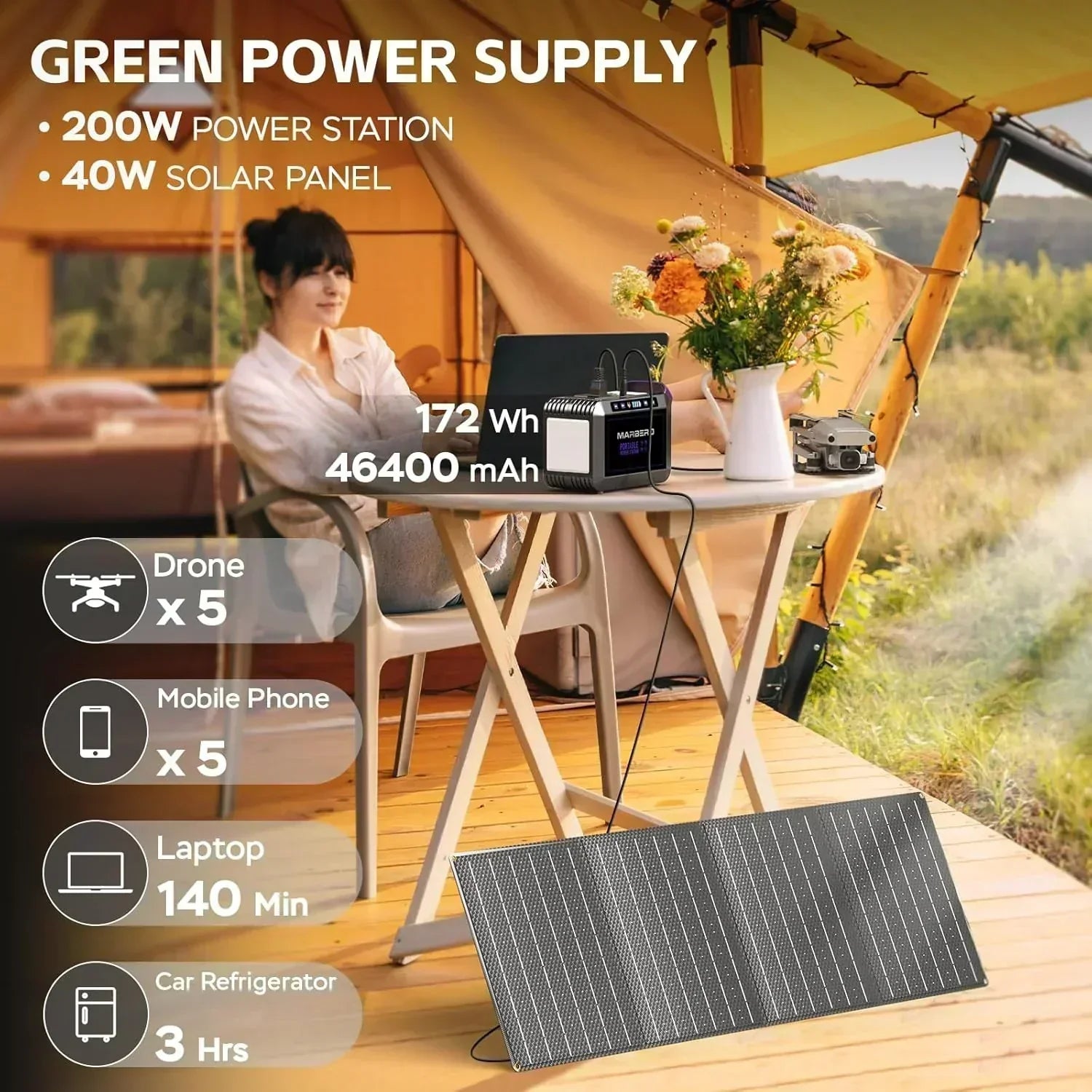 Portable Power Station 88Wh Camping Lithium Battery Solar Generator Fast Charging Power Bank wourant