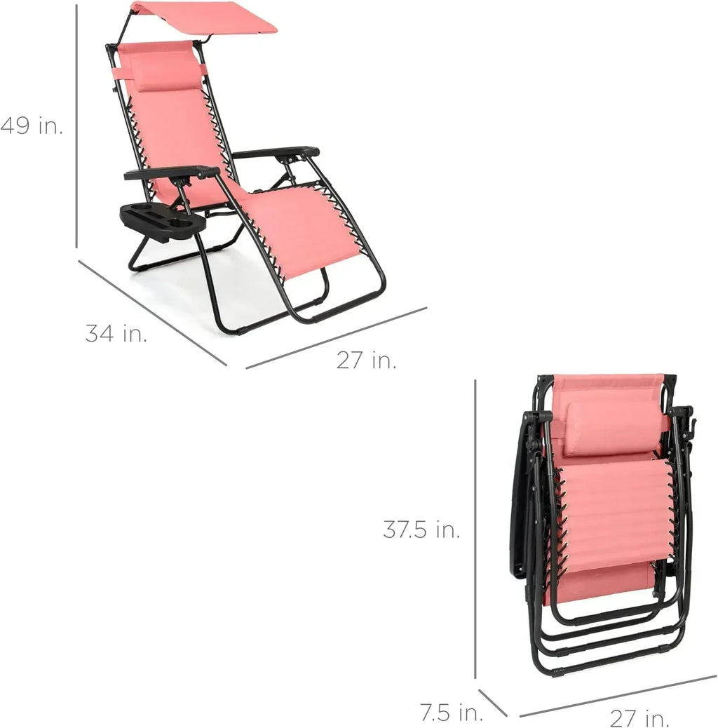 Best Choice Products Folding Zero Gravity Recliner Patio Lounge Chair Adjustable Canopy Shade wourant