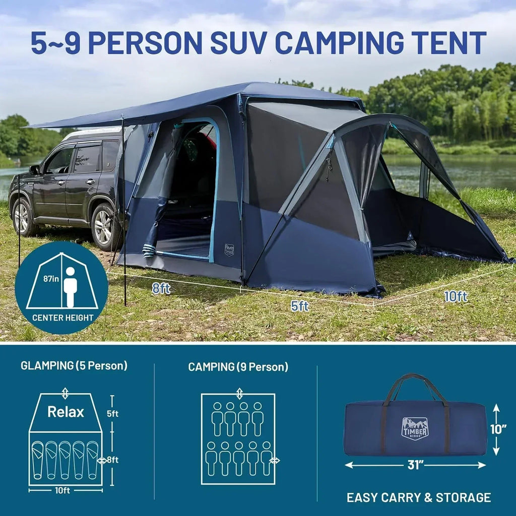 TIMBER RIDGE 5-9 Person SUV Tent with Screen Porch and Awning for Family Camping Weather Resistant wourant