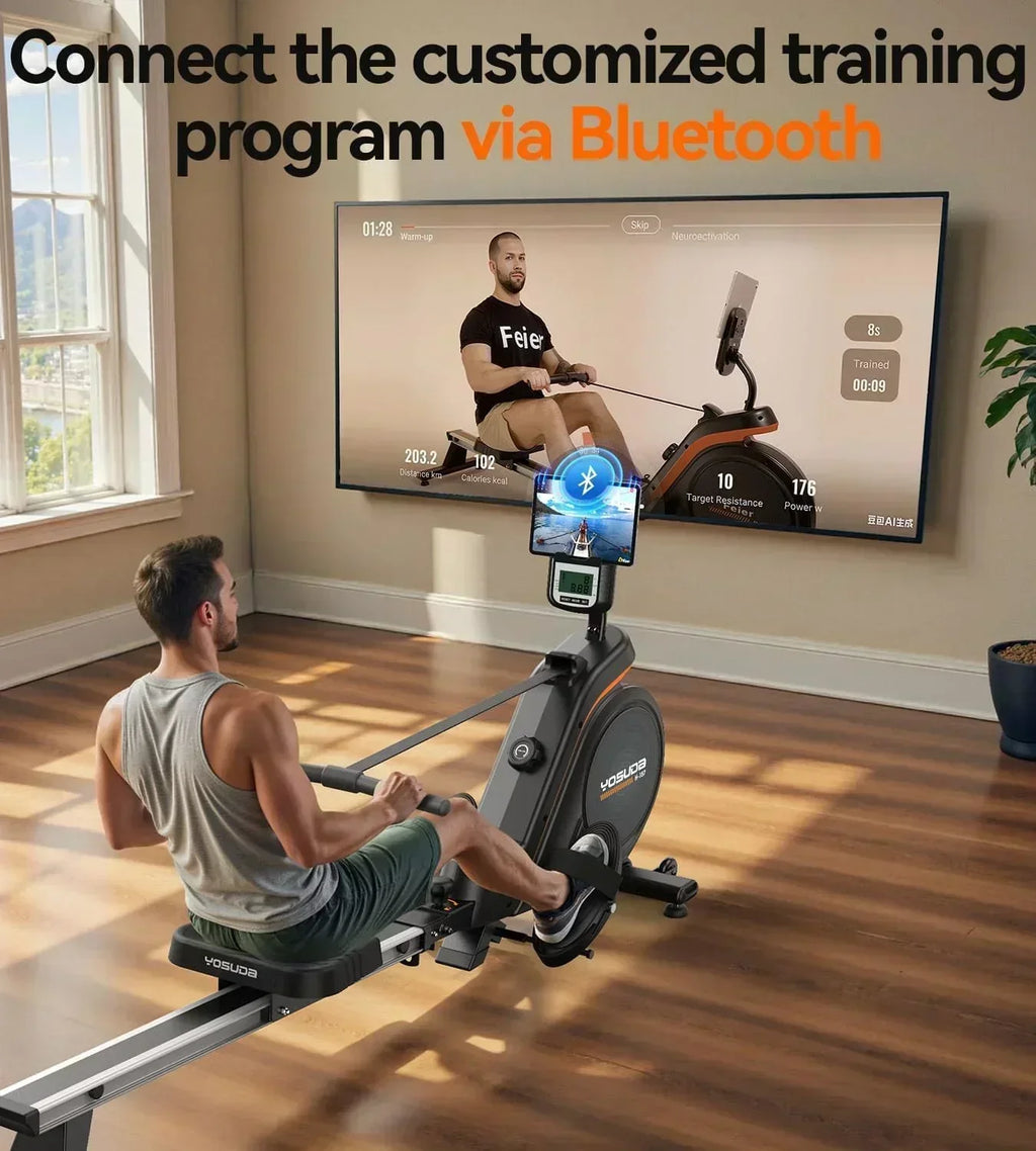 YOSUDA Home Magnet/Water Resistance Rowing Machine Support Bluetooth and Applications wourant