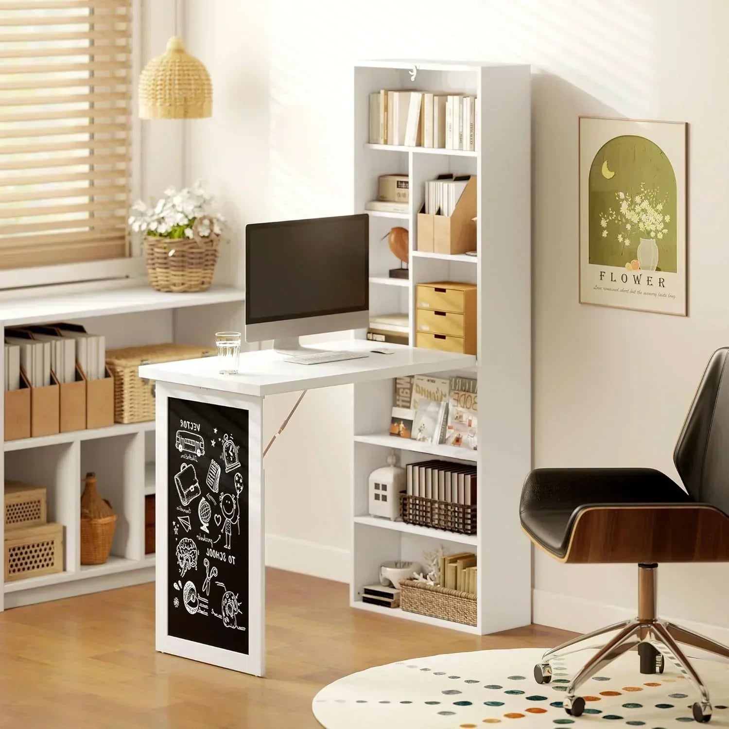 Folding convertible writing desk wall mounted desk cabinet multifunctional home workstation wourant