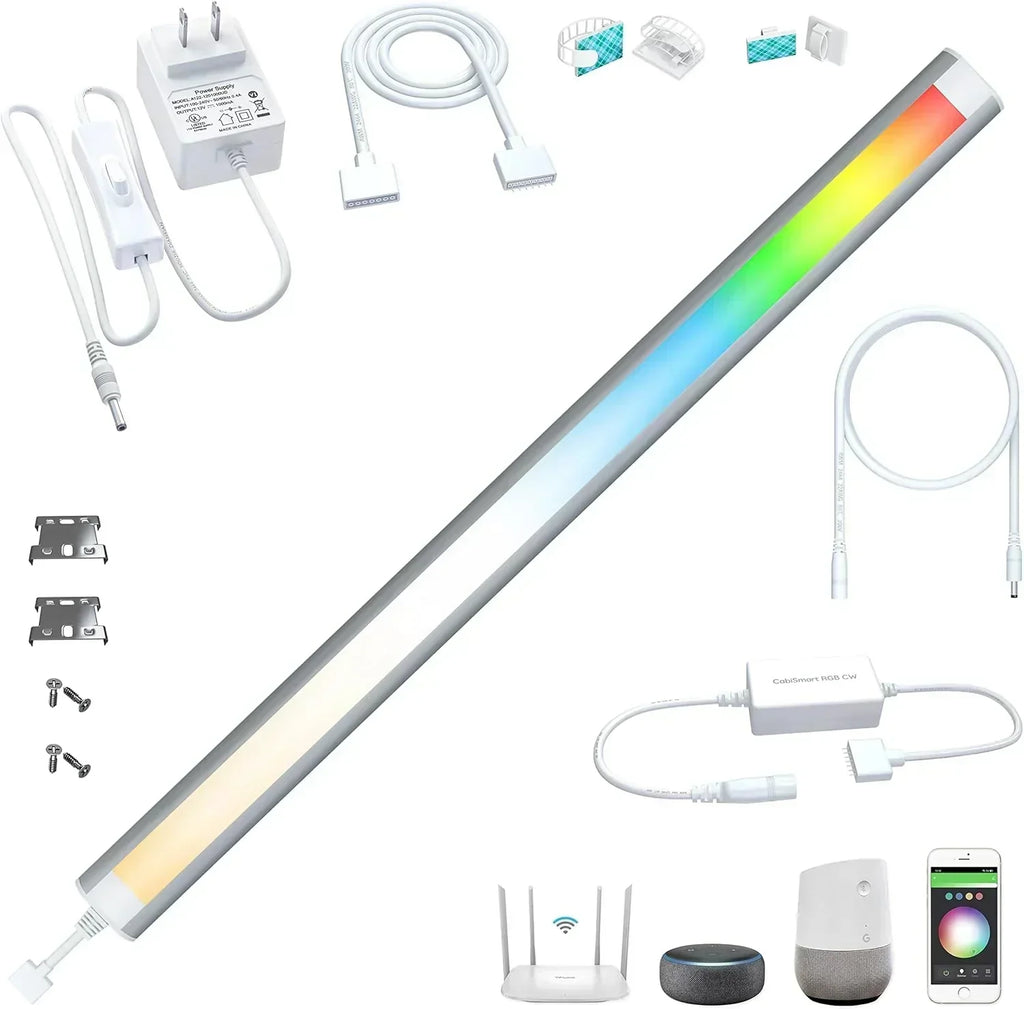 Smart under-cabinet lighting strip white and color-changing dimmable wourant