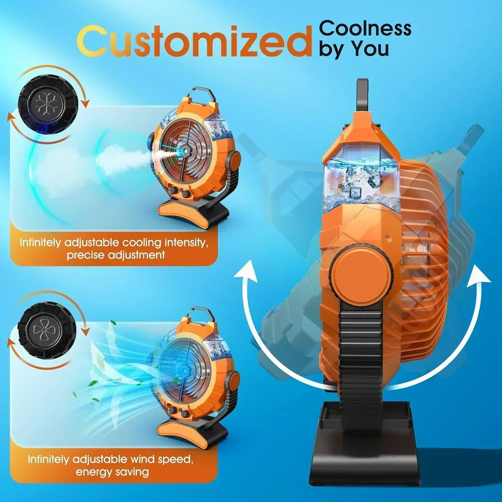 JYew Portable Air Conditioners Misting Fan With 10000mAh Rechargeable Battery Operated Fan wourant