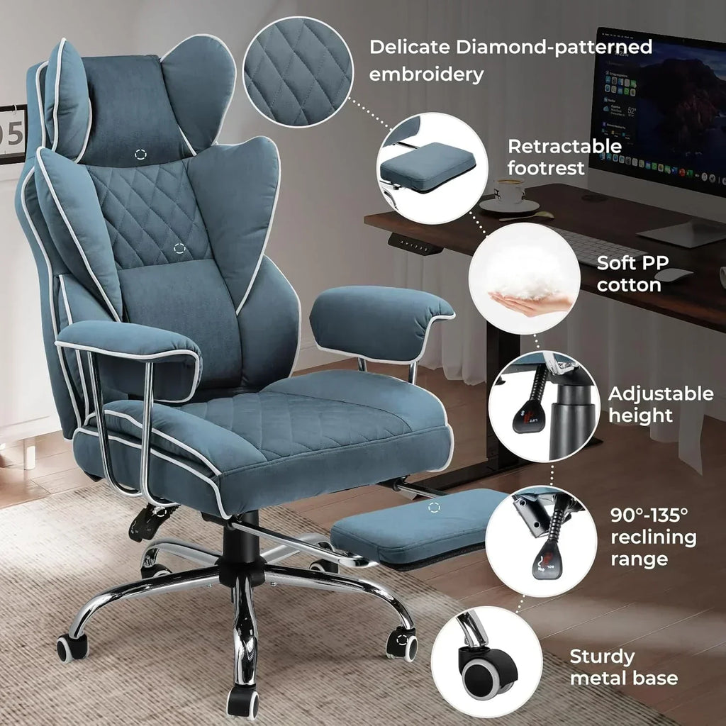 Large high back office chair high back leather gaming chair with footrest wourant