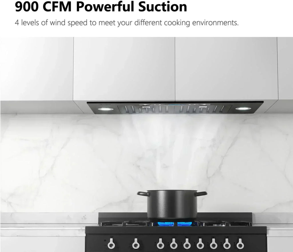 IKTCH 30" Built-in Plug-in Range Hood 900 CFM Stainless Steel Kitchen Range Hood wourant