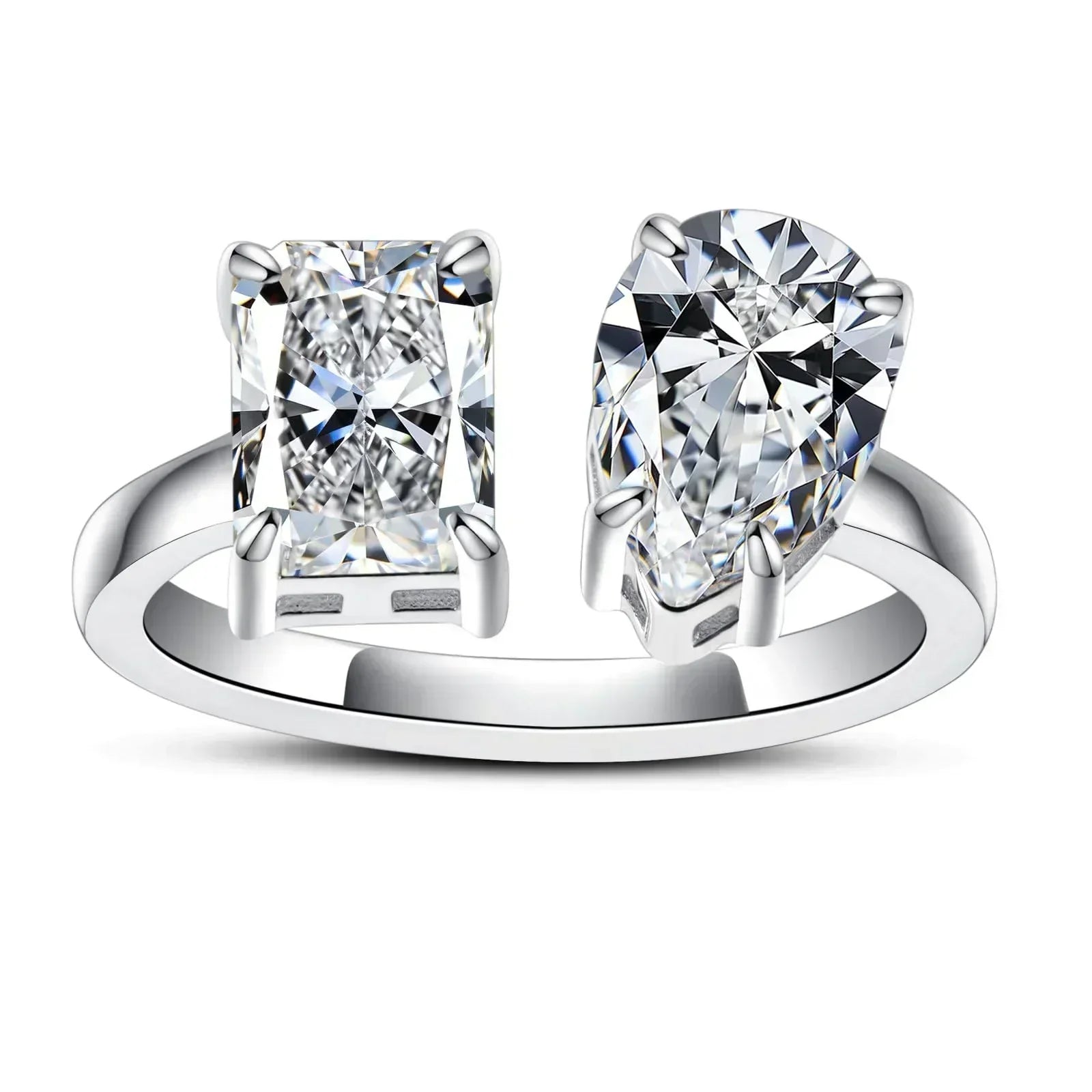 Heart/Pear/Radiant/Round Cut Moissanite Rings D Color VVS1 925 Sterling Silver Statement wourant