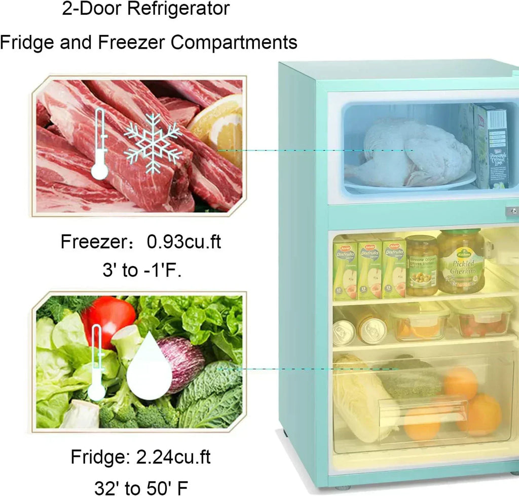 Antarctic Star Compact Mini Refrigerator Separate Freezer Small Fridge Double 2-Door wourant